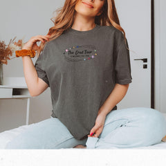 a woman sitting on a bed holding a piece of food