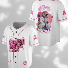 Malachitee "Pink Breezy Bowl XX Tour 2025" Chris Brown Custom Baseball Jerseys