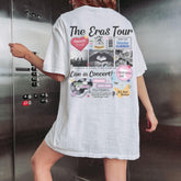 a woman standing in front of a metal elevator