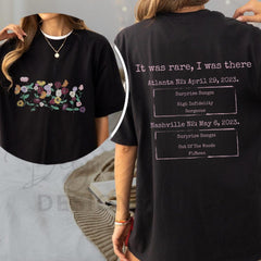 Taylor Swift - Piano Flowers CUSTOM T-Shirt Rücken- und Frontdruck Taylor Eras Tour Andenken Individuelles Überraschungslied und Konzertdatum Shirt Geschenkidee