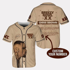 Malachitee "Breezy Bowl Xx Tour 2025" Chris Brown Custom Baseball Jerseys