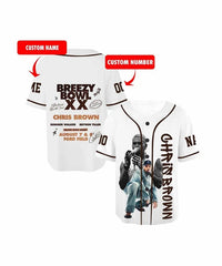 Malachitee "Breezy Bowl" Chris Brown White Custom Name Baseball Jerseys