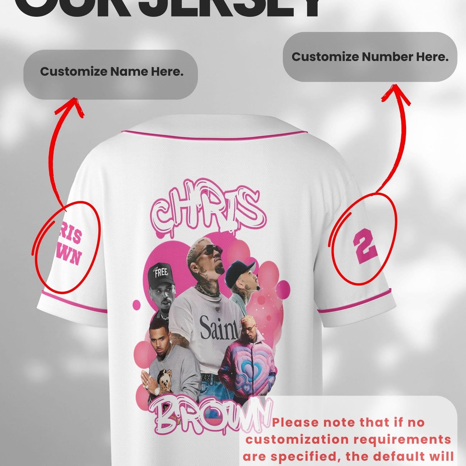 Malachitee "Pink Breezy Bowl XX Tour 2025" Chris Brown Custom Baseball Jerseys