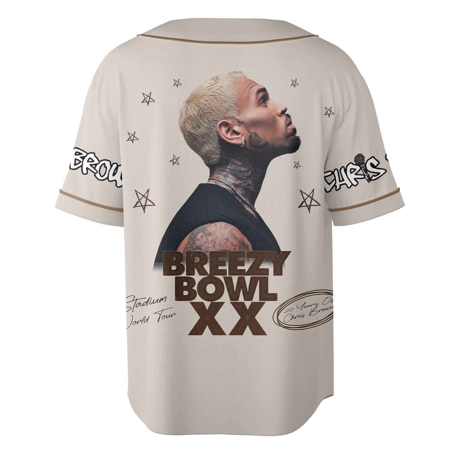 Malachitee - Chris Brown - Breezy Bowl XX Baseball Jersey, Music Y2k Shirt