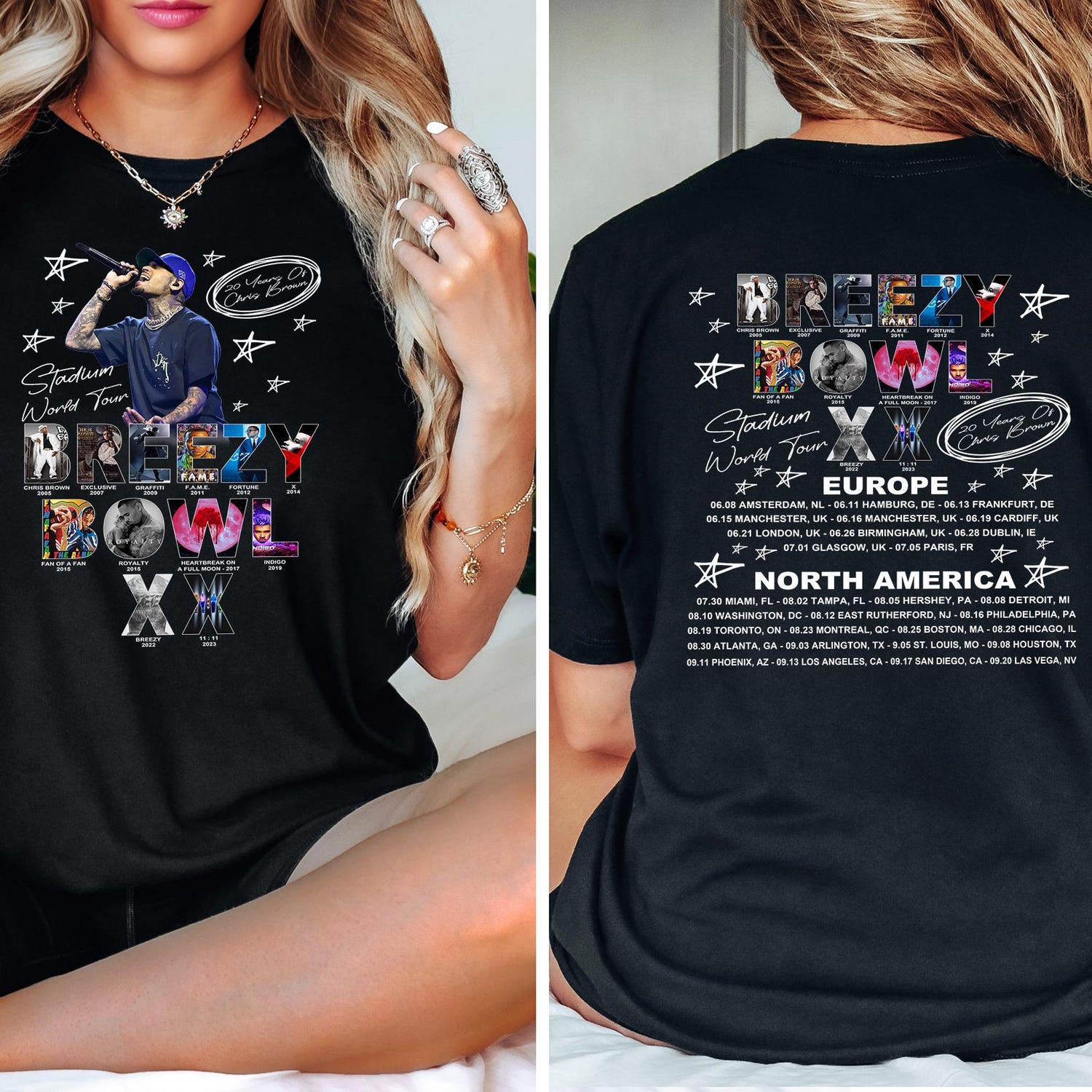 Malachitee "Breezy Bowl XX Tour" Chris Brown2 Sided Tee