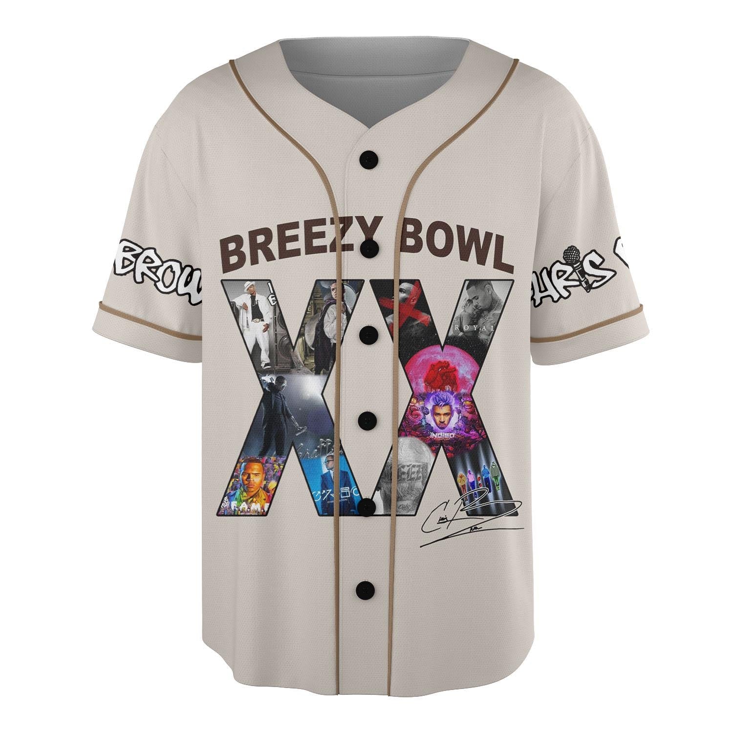 Malachitee - Chris Brown - Breezy Bowl XX Baseball Jersey, Music Y2k Shirt