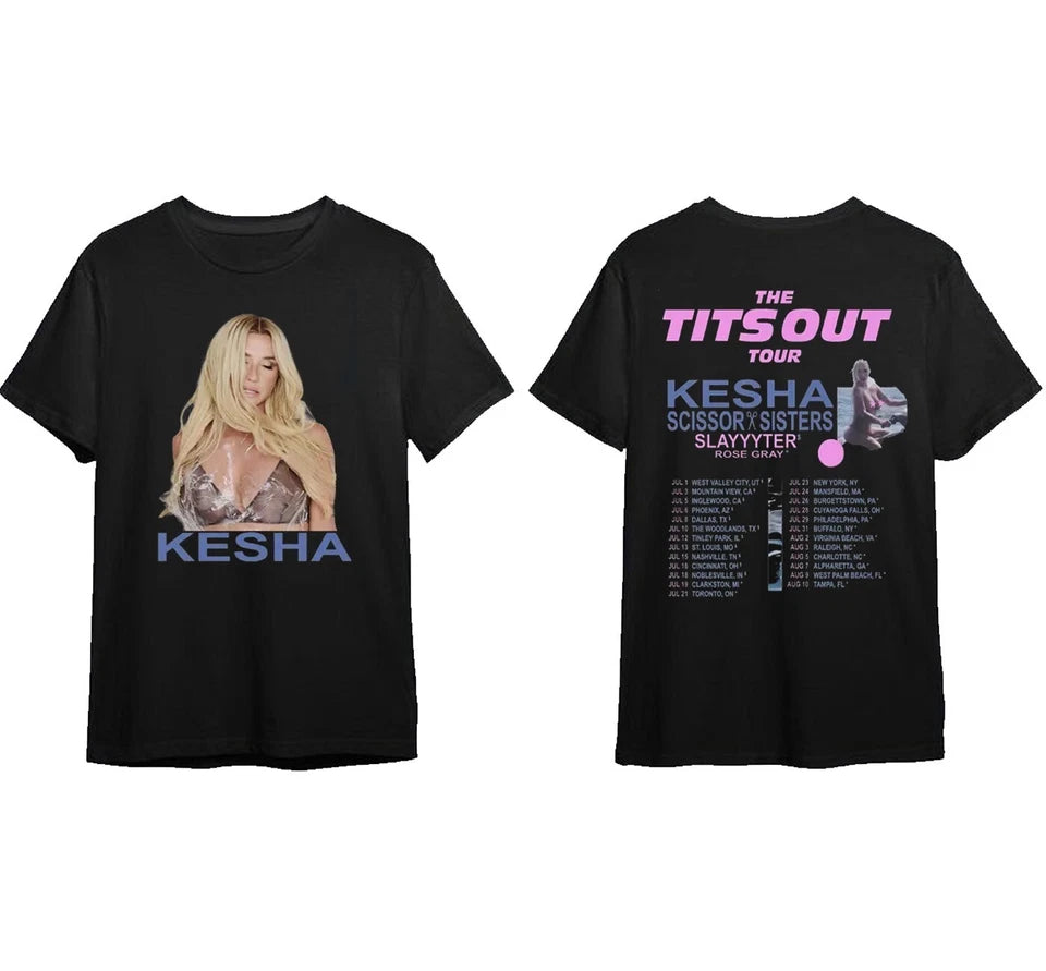 Malachitee "The Tits Out Tour" Kesha 2025 Concert Shirt, Kesha 2Sided Shirt V1