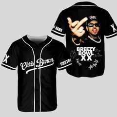 Malachitee" Breezy Bowl Middle Finger XX 2025" Chris Brown Custom Baseball Jerseys
