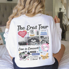 a woman sitting on top of a bed wearing a white shirt